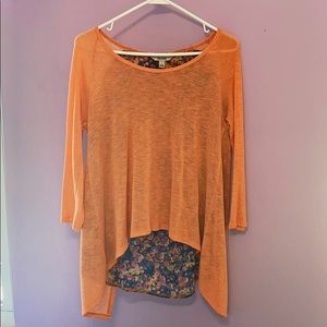 Decree Orange and Floral Back Top